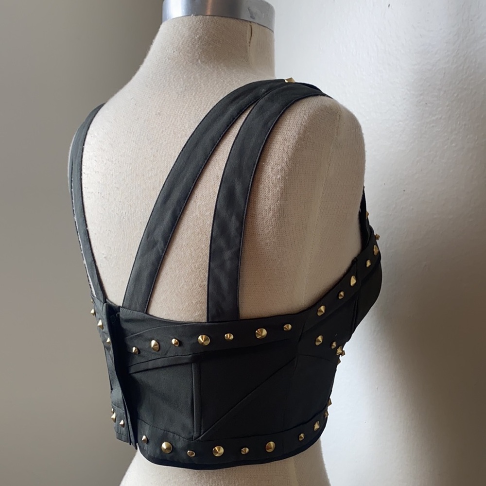 - Guess Marciano Olive Green Studded Crop Corset Bustier 4 - Picture 7 of 9